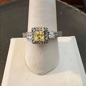 Yellow Square SterlingSilver with Clear CZ Accent Stones - Women Jewelry